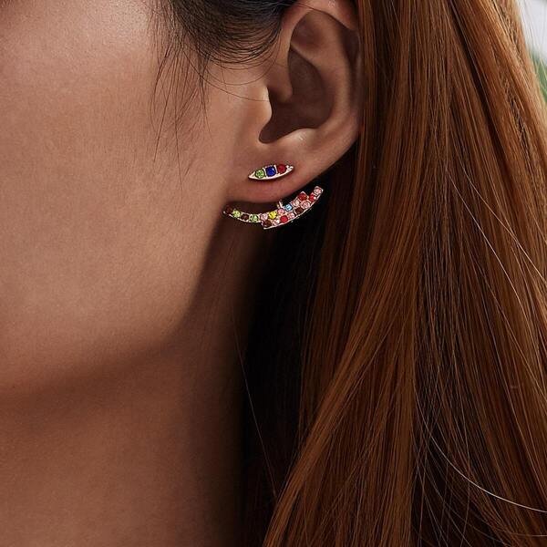 

Rhinestone Engraved Earring Jackets 1pair, Multicolor