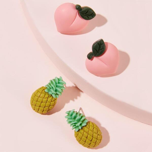 

Pineapple & Peach Stud Earrings 2pairs