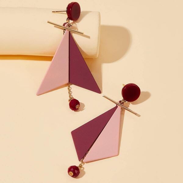 

Two Tone Triangle Drop Earrings 1pair, Multicolor