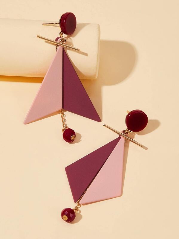 

Two Tone Triangle Drop Earrings 1pair, Multicolor