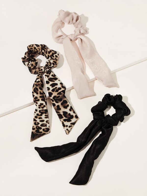 

Leopard Pattern Velvet Scrunchie Scarf 3pcs, Multicolor