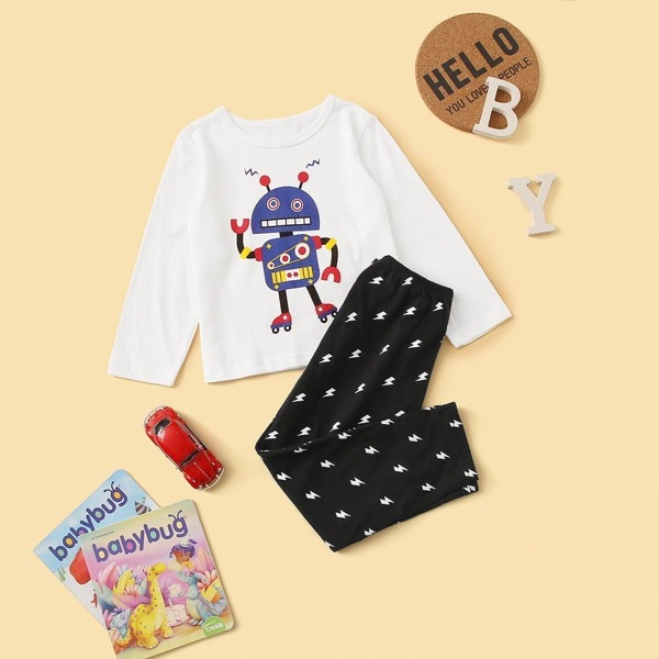 

Toddler Boys Robot Print Pajama Set, Multicolor