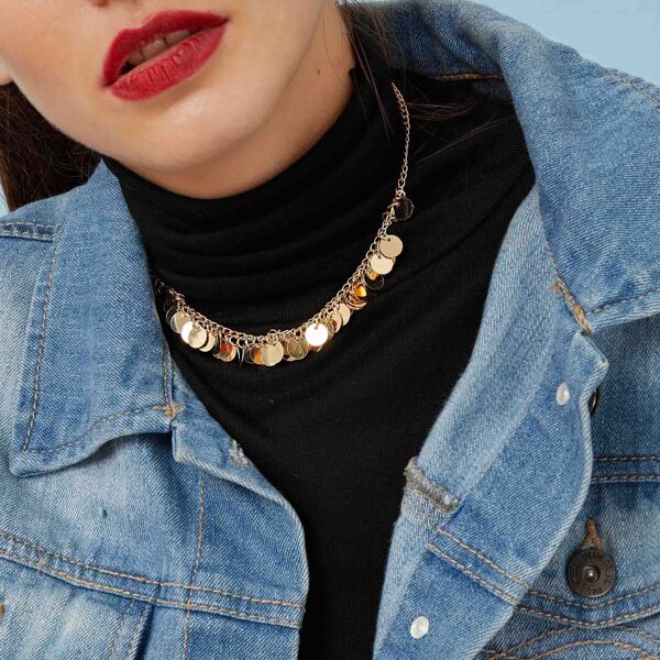 

Disc Fringe Necklace 1pc
