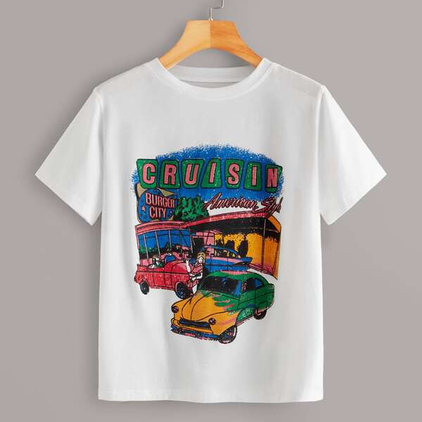 

Cruisin Car Graphic Short Sleeve Tee, White