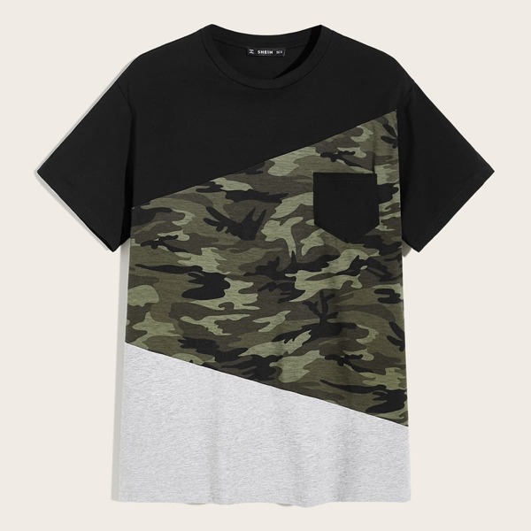

Men Pocket Patched Colorblock Tee, Multicolor