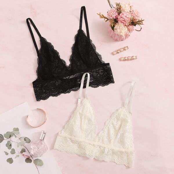 

Floral Lace Sheer Bra Set 2pack