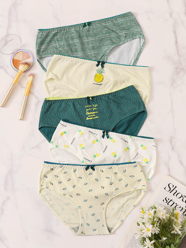 

Cartoon Print Panty Set 5pack, Multicolor