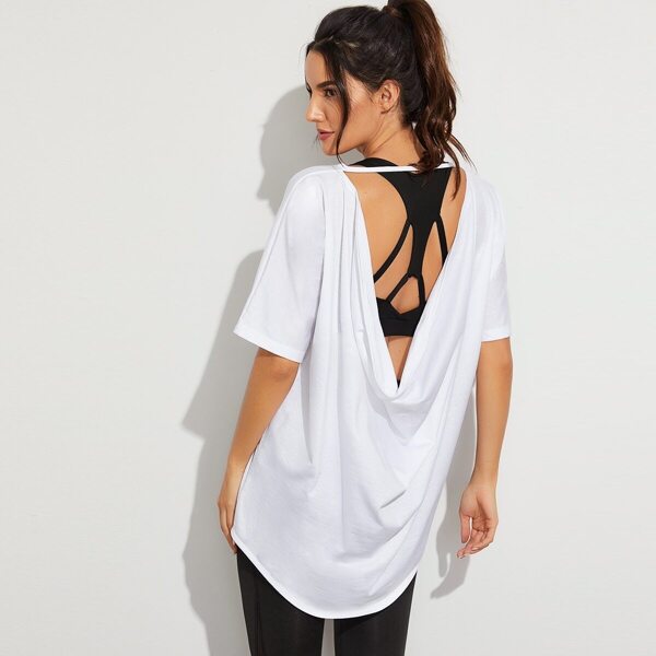 

V-cut Backless Sports Tee, White