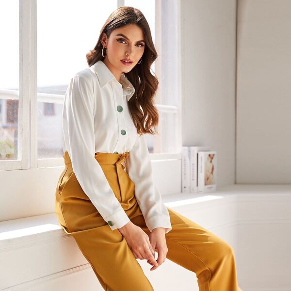

Button Through Long Sleeve Blouse, White