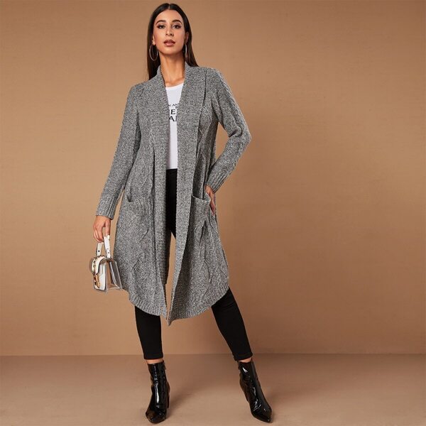 

Space Dye Dual Pocket Longline Cardigan, Grey