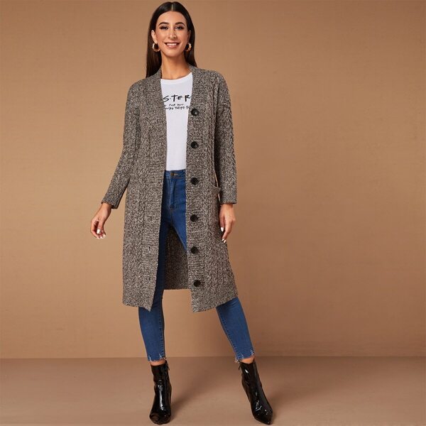 

Space Dye Button Through Cardigan, Brown