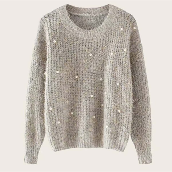 

Pearl Beaded Fluffy Mohair Sweater