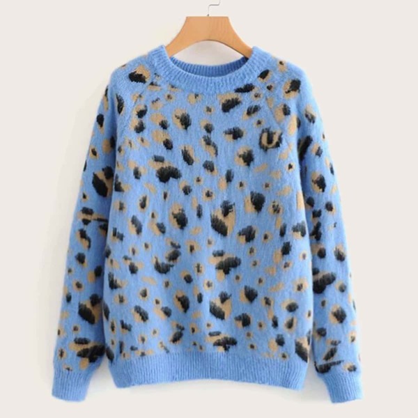 

Leopard Print Fuzzy Mohair Sweater, Multicolor