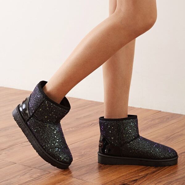 

Glitter Decor Snow Boots, Black