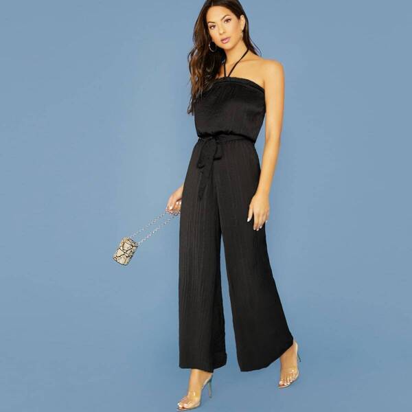 

Strapless Wide Leg Jumpsuit, Black
