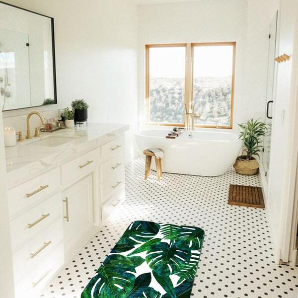 

Tropical Leaf Print Floor Mat