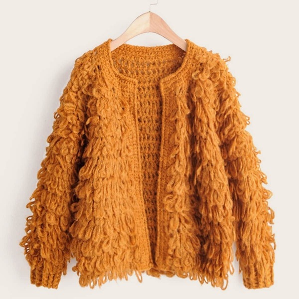 

Open Front Loop Knit Cardigan, Camel