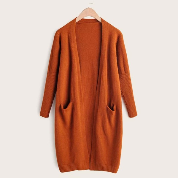 

Drop Shoulder Pocket Front Cardigan, Orange