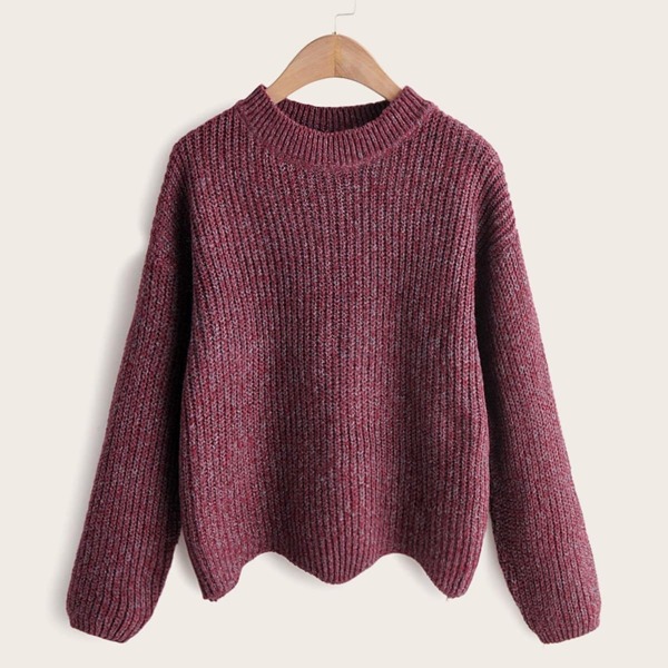 

Asymmetric Hem Space Dye Ribbed Knit Jumper