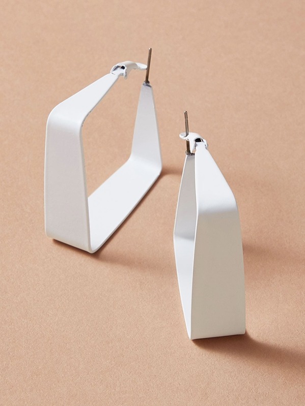 

Square Hoop Earrings 1pair, White
