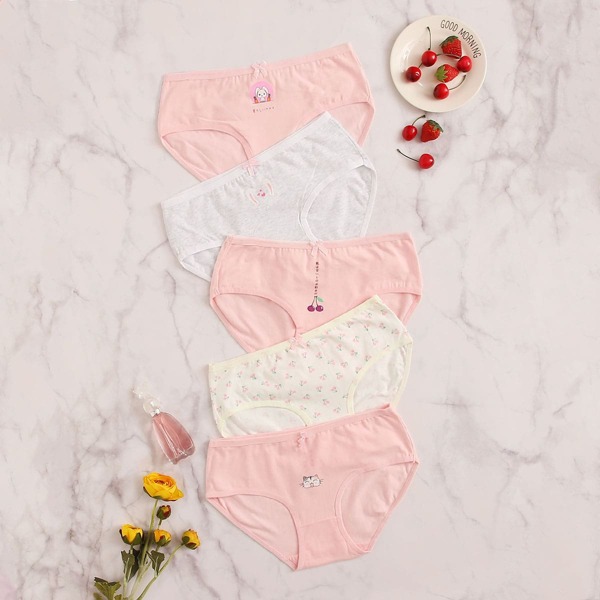 

Cartoon Print Panty Set 5pack