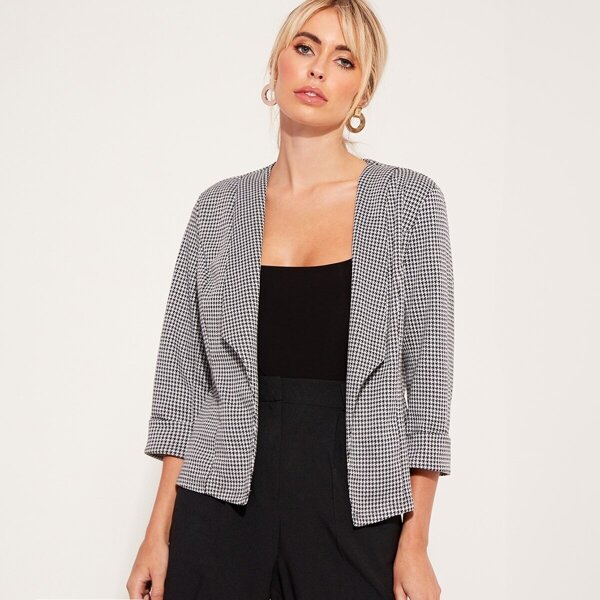

Dogtooth Check Blazer, Black and white
