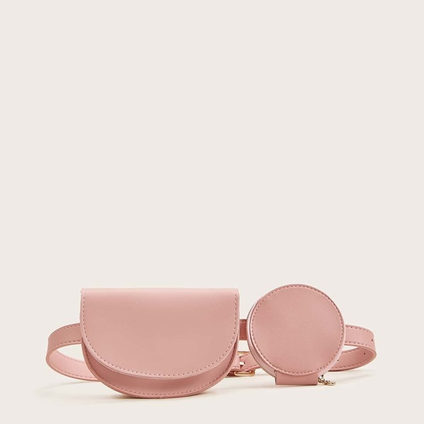 

Solid Flap Fanny Pack With Round Purse