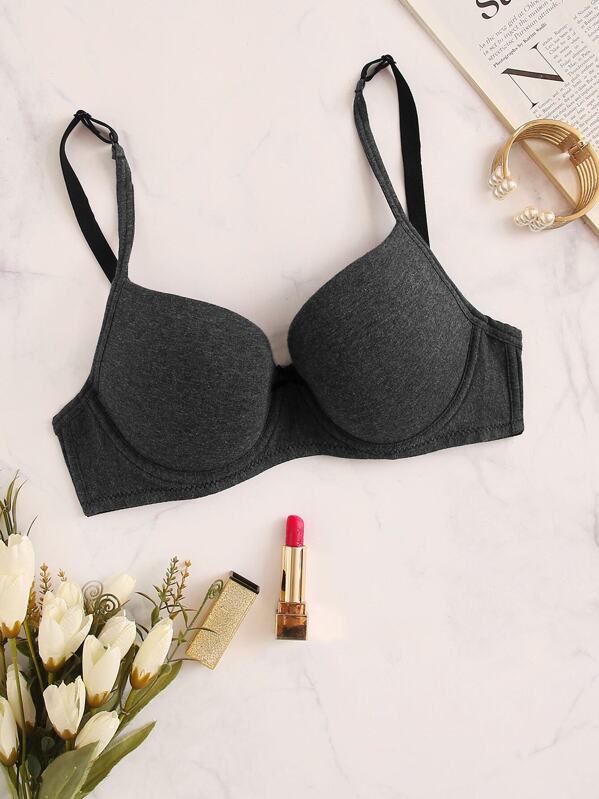 

Adjustable Strap Underwire Bra, Grey