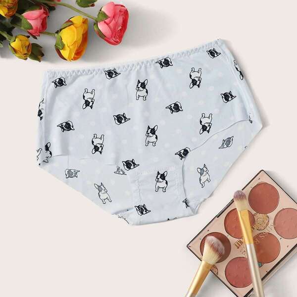 

Dog Print High Waist Panty, Blue pastel