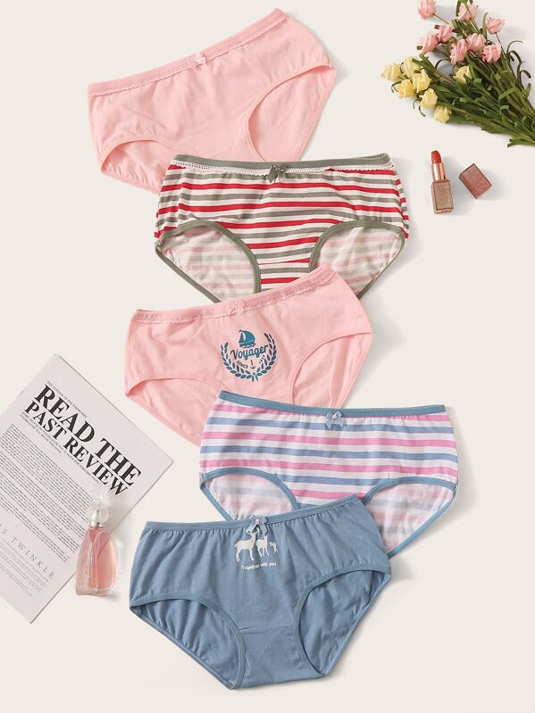 

Mixed Print Panty Set 5pack, Multicolor