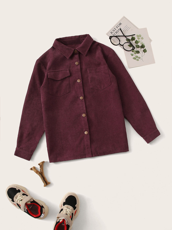 

Boys Pocket Detail Corduroy Shirt, Burgundy