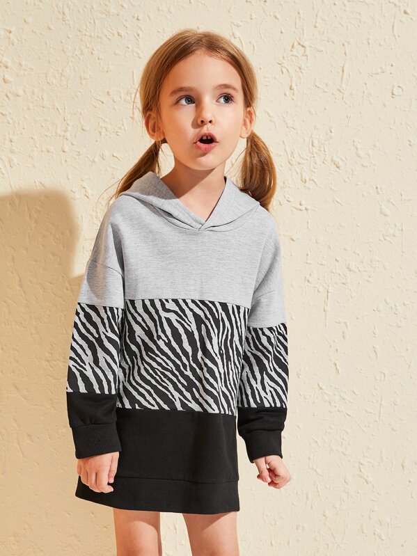 

Toddler Girls Cut And Sew Zebra-stripe Hoodie Dress, Multicolor, Sofia B