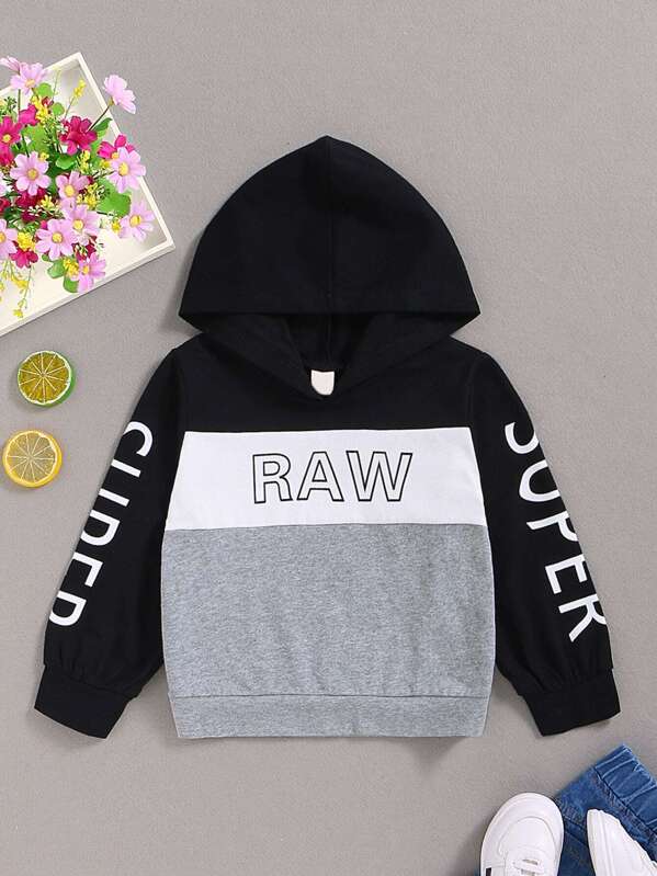 

Toddler Boys Cut And Sew Letter Print Hoodie, Multicolor