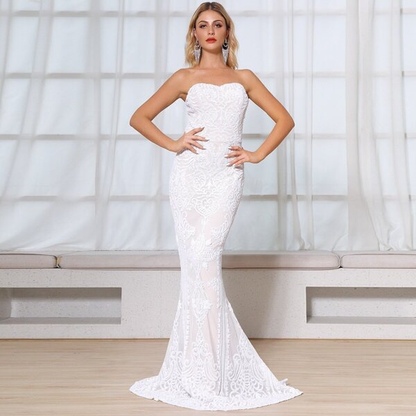 

DKRX Sequin Floor Length Tube Prom Dress