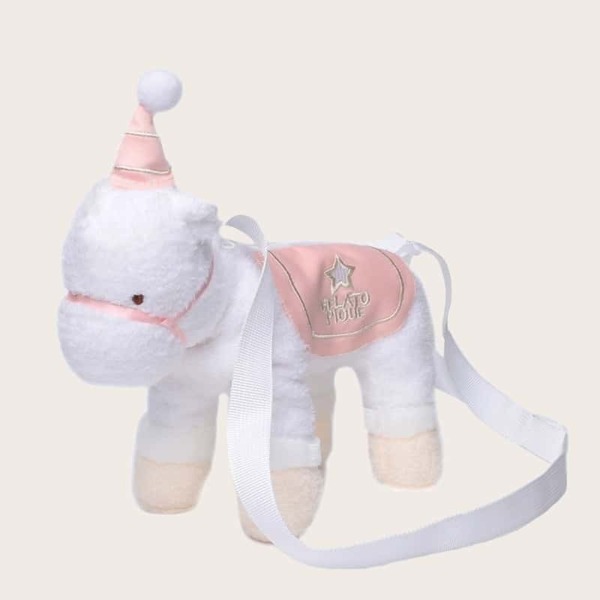 

Girls Embroidery Detail Fluffy Cartoon Crossbody Bag