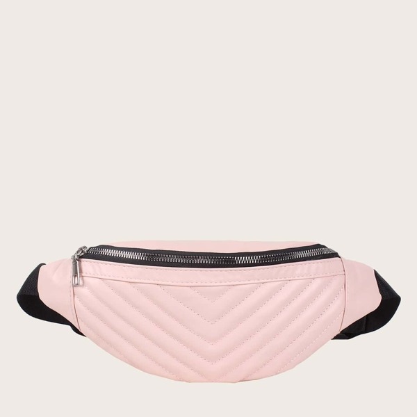 

Girls Zip Front Quilted Bum Bag, Pink
