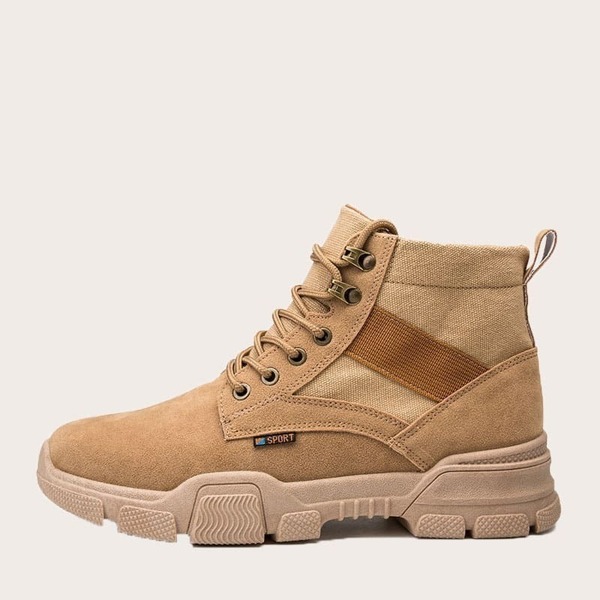 

Men Lace-up Front Ankle Booties, Khaki