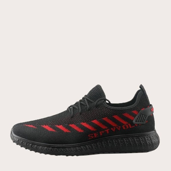 

Men Lace-up Front Striped Sneakers, Black