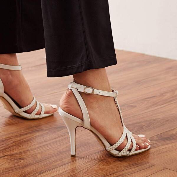 

Open Toe Plaited Strap Stiletto Heels