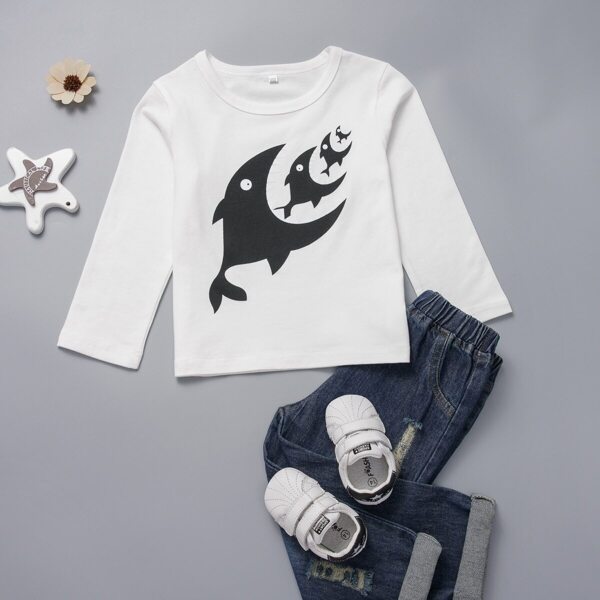 

Toddler Boys Fish Print Long Sleeve Tee