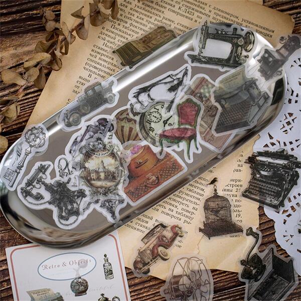 

Retro Plant & Animal Print Sticker 50pcs