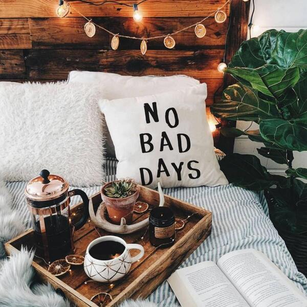 

Slogan Print Cushion Cover, Black and white