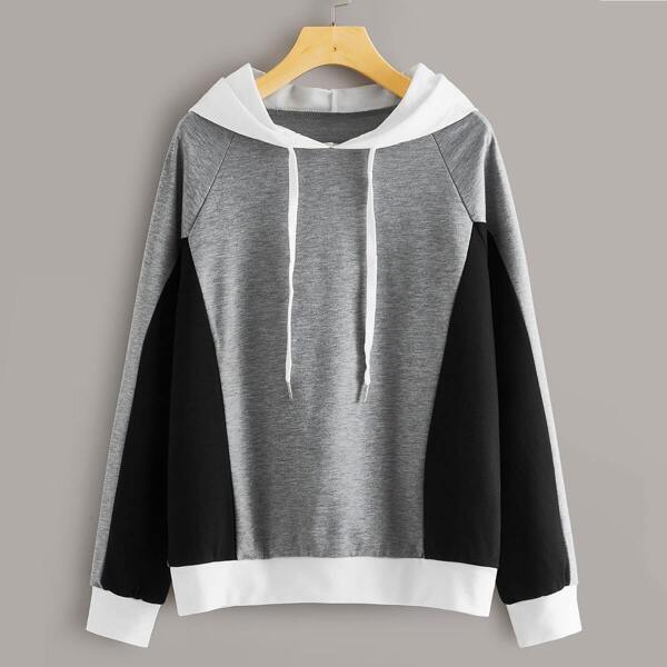 

Cut And Sew Raglan Sleeve Hoodie, Multicolor