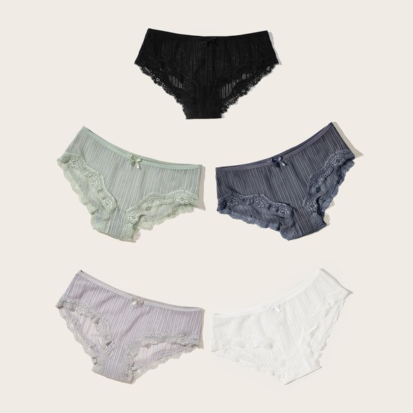 

Lace Trim Panty Set 5pack, Multicolor