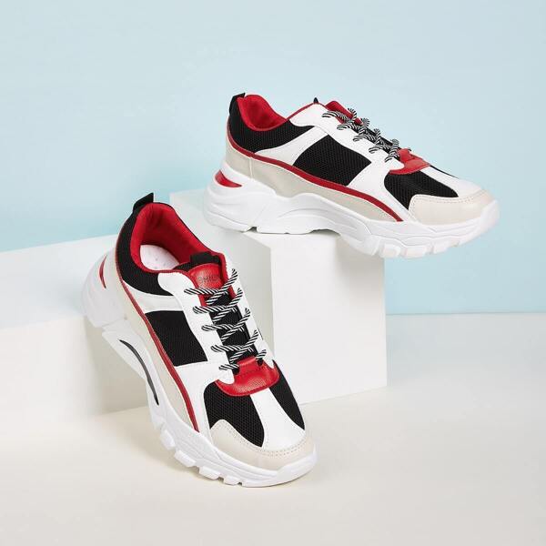 

Men Lace-up Front Chunky Sneakers, Multicolor