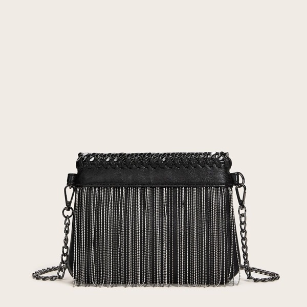 

Fringe Decor Chain Crossbody Bag