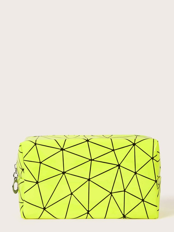 

Geometric Pattern Neon Green Makeup Bag