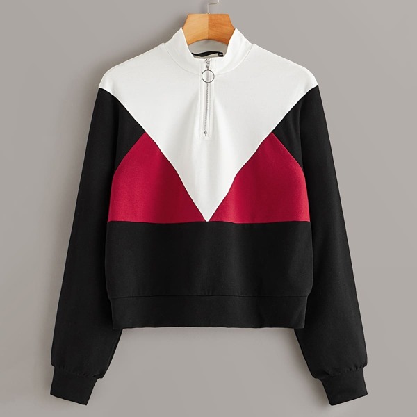 

O-ring Zip Half Placket Cut-and-sew Sweatshirt