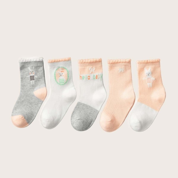 

Toddler Girls Cartoon Pattern Socks 5pairs