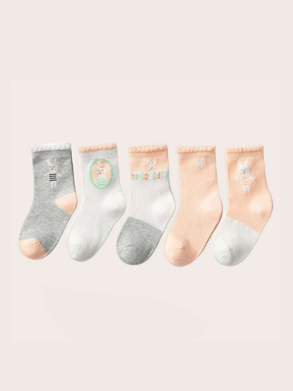 

Toddler Girls Cartoon Pattern Socks 5pairs, Multicolor